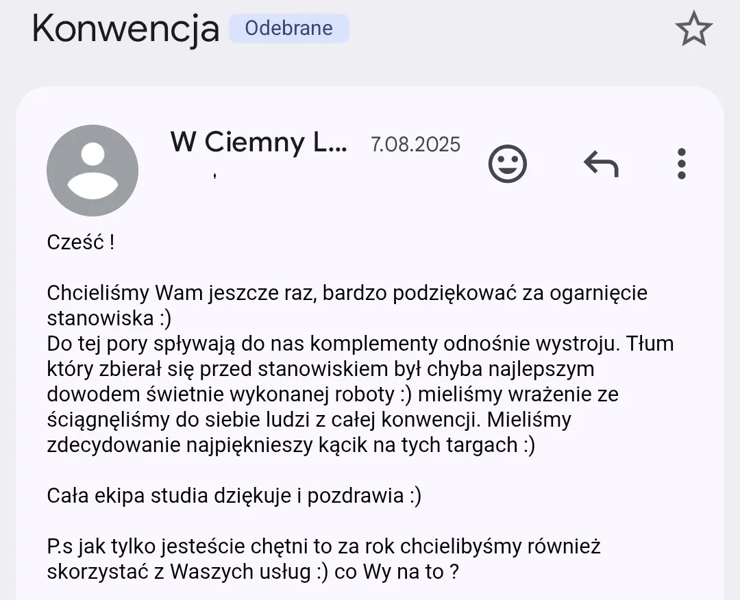 Pozytywna opinia firmy o Granda Event Planner – recenzja 3